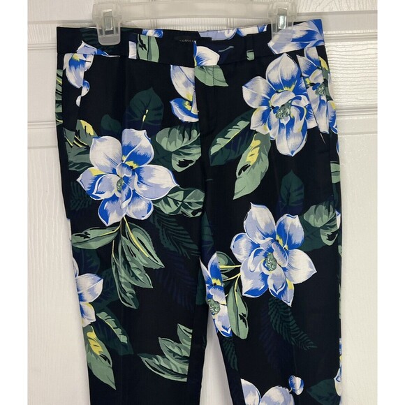 Banana Republic Avery-Fit Floral Pants Rayon Linen Black Inseam 26 Size 0 Career - Picture 5 of 9